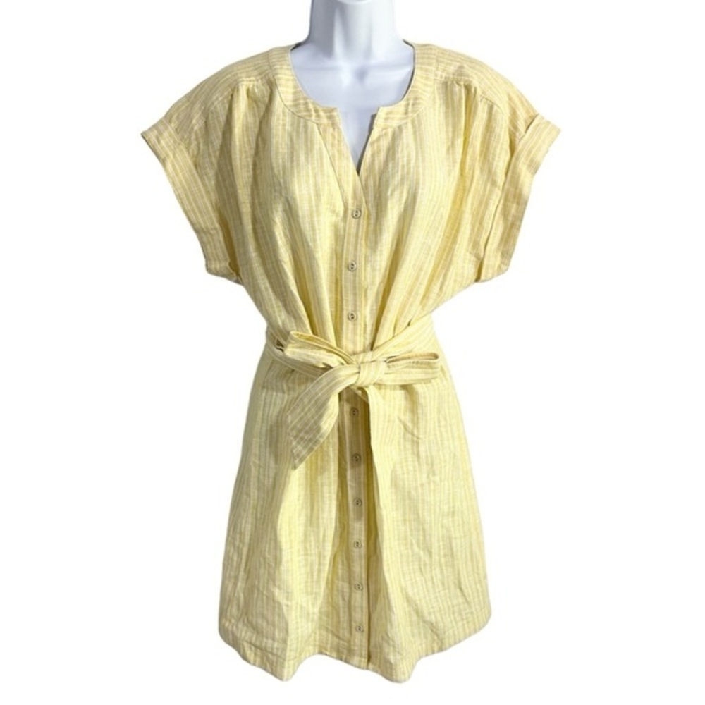 Parker Yellow Striped Mini Dress with Tie Waist